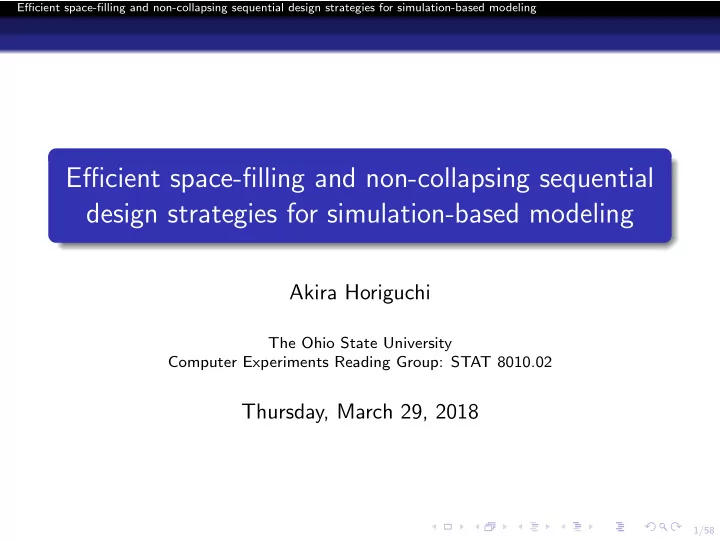 efficient space filling and non collapsing sequential