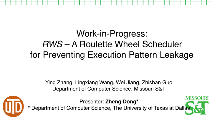 work in progress rws a roulette wheel scheduler for