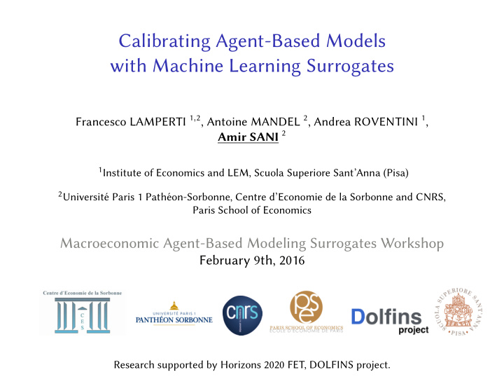 calibrating agent based models with machine learning