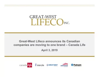 Great-West Lifeco announces its Canadian  companies are moving to one brand  Canada Life  April