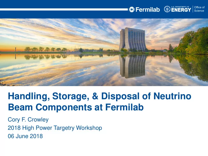 handling storage disposal of neutrino beam components at