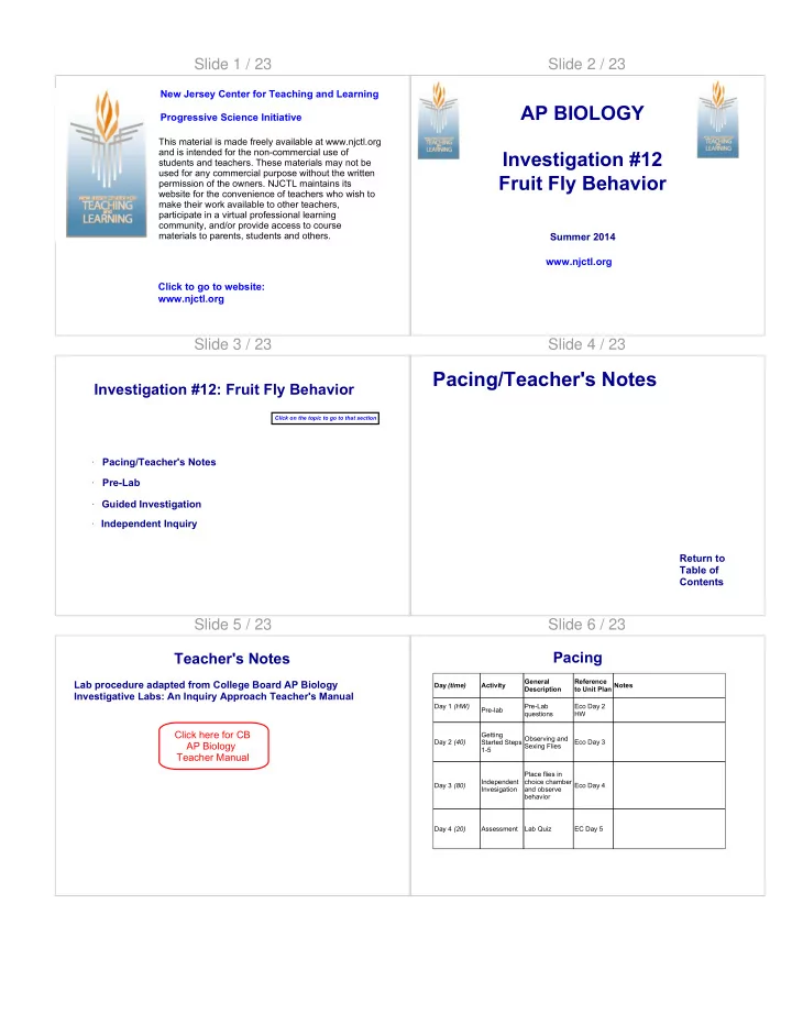 pacing teacher s notes