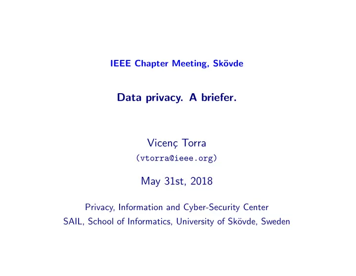 data privacy a briefer vicen c torra