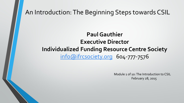 an introduction the beginning steps towards csil