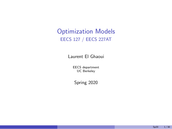 optimization models