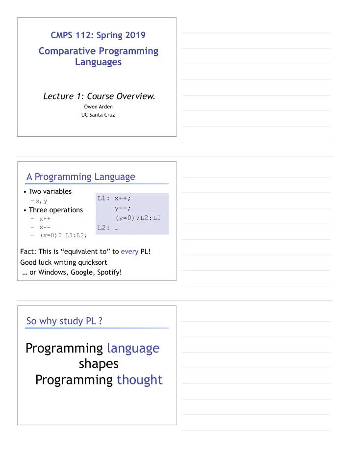 programming language shapes programming thought