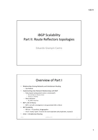 iBGP  Scalability    Part  II:  Route  Reflectors  topologies    Eduardo