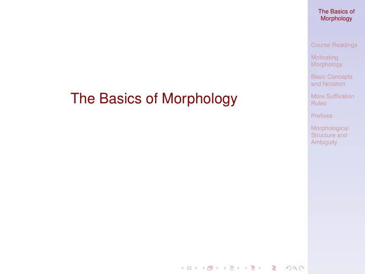 the basics of morphology