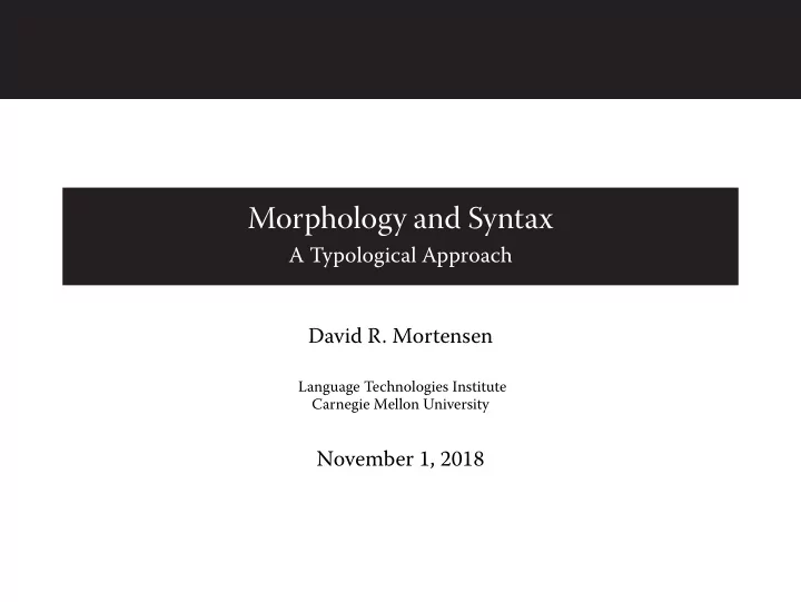morphology and syntax