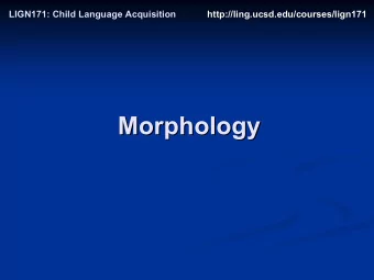 Morphology  Morphology  Morphology yields words with  Morphology yields words with  predictable