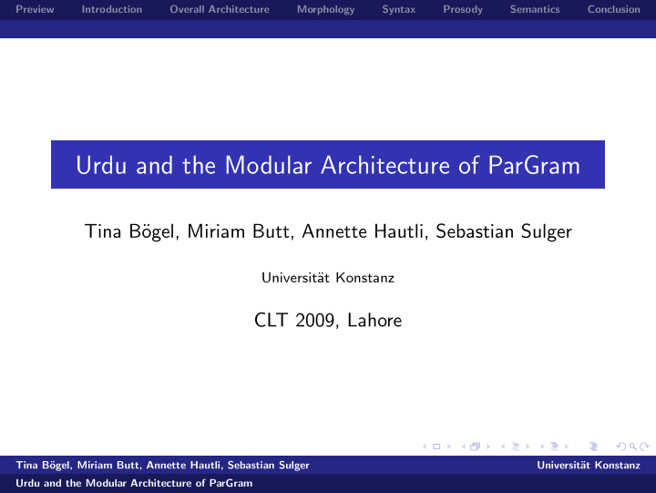 urdu and the modular architecture of pargram