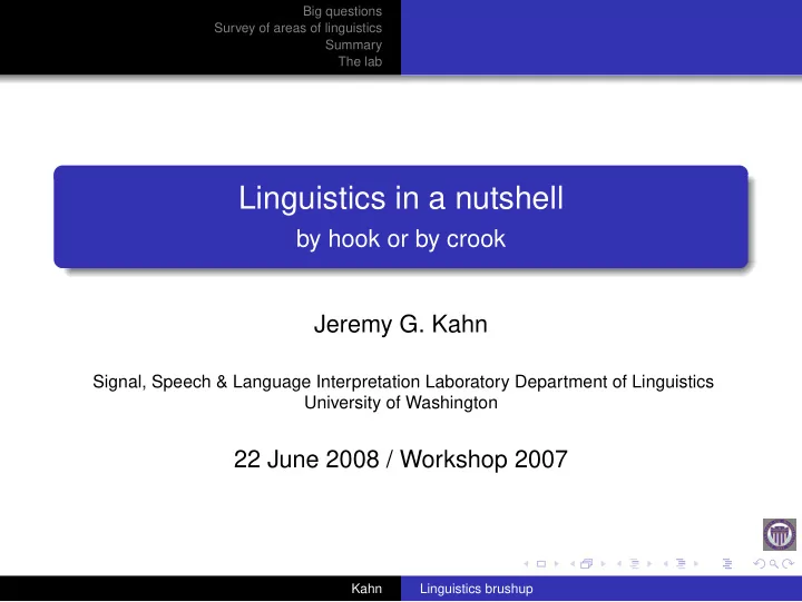 linguistics in a nutshell