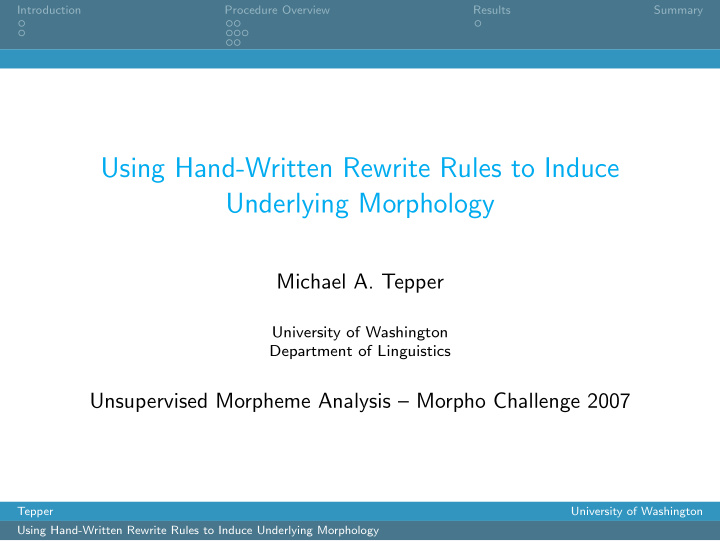 using hand written rewrite rules to induce underlying