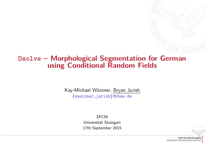 dsolve morphological segmentation for german using