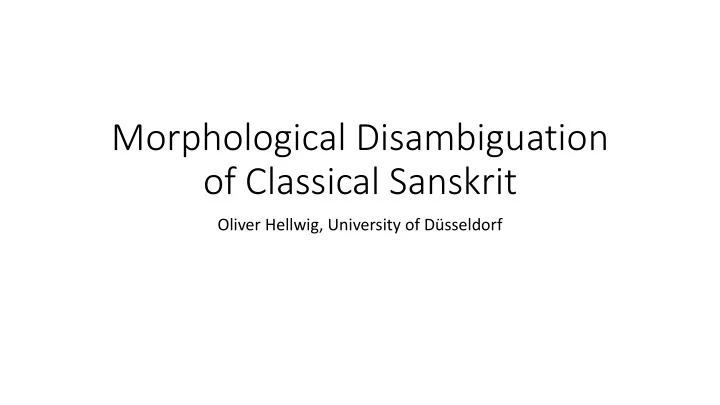of classical sanskrit