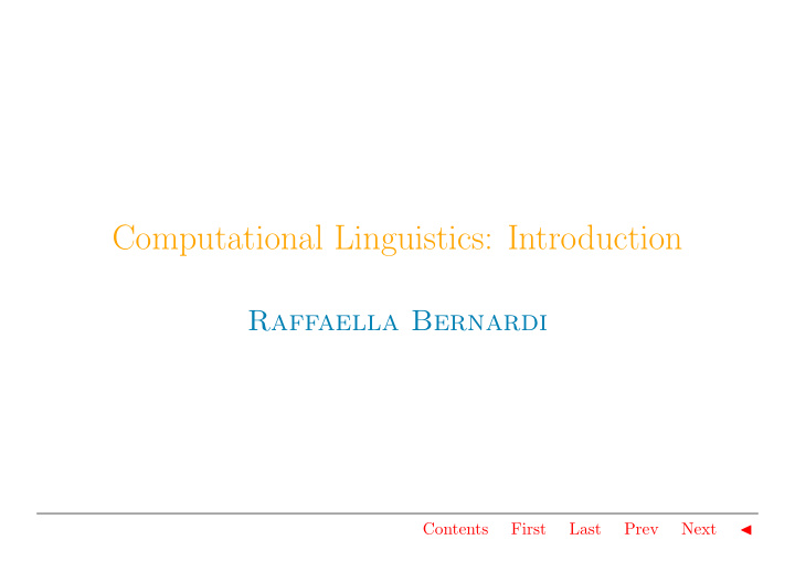 computational linguistics introduction