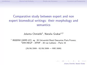 Comparative study between expert and non  expert biomedical writings: their morphology and