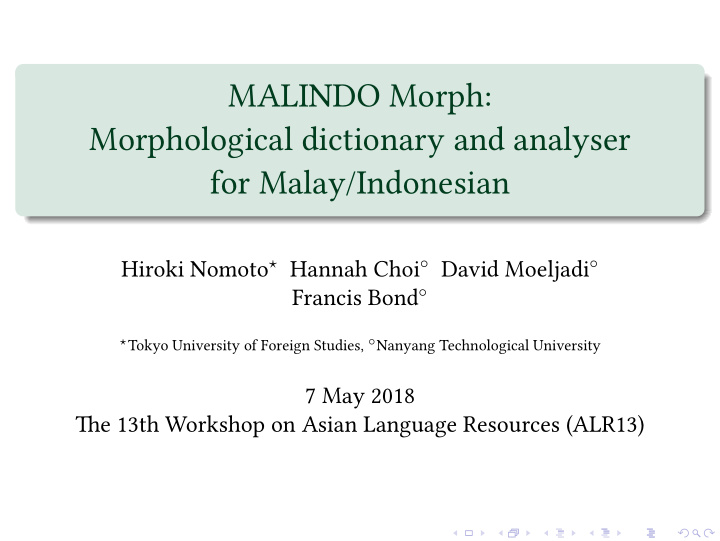 malindo morph morphological dictionary and analyser for