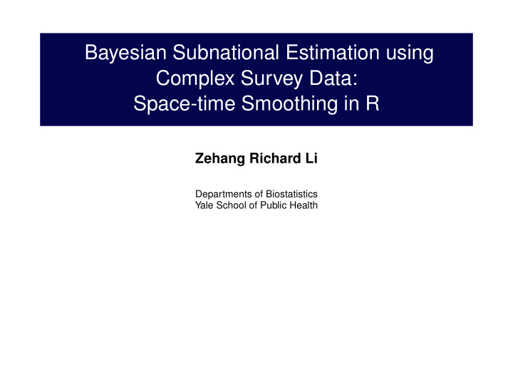 bayesian subnational estimation using complex survey data