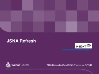 JSNA Refresh  www.WalsallIntelligence.org.uk  JSNA 2018-2019 refresh Gap in life expectancy  Ageing