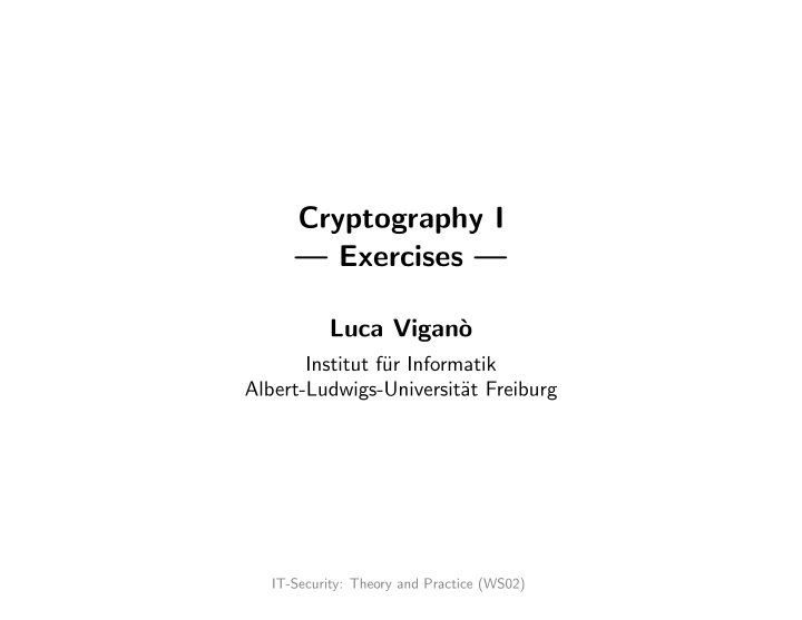 cryptography i exercises