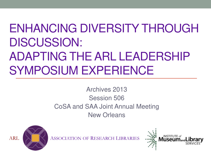 enhancing diversity through discussion adapting the arl