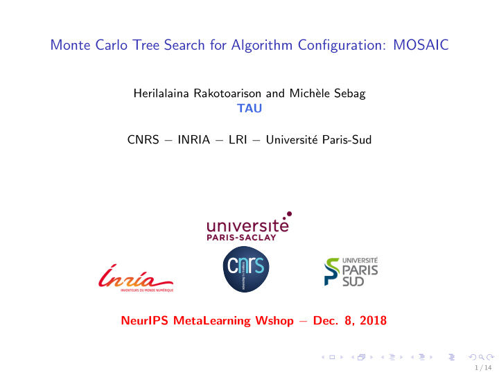 monte carlo tree search for algorithm configuration mosaic