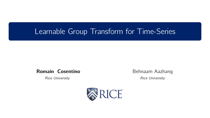 learnable group transform for time series