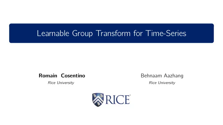 learnable group transform for time series