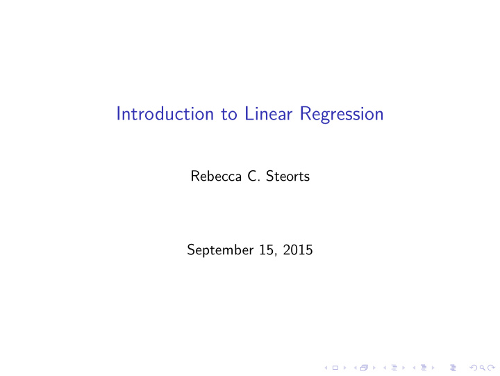introduction to linear regression