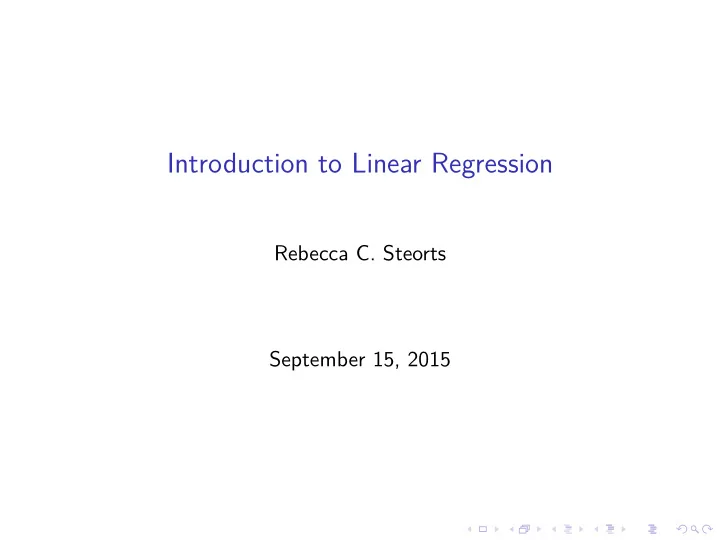 introduction to linear regression