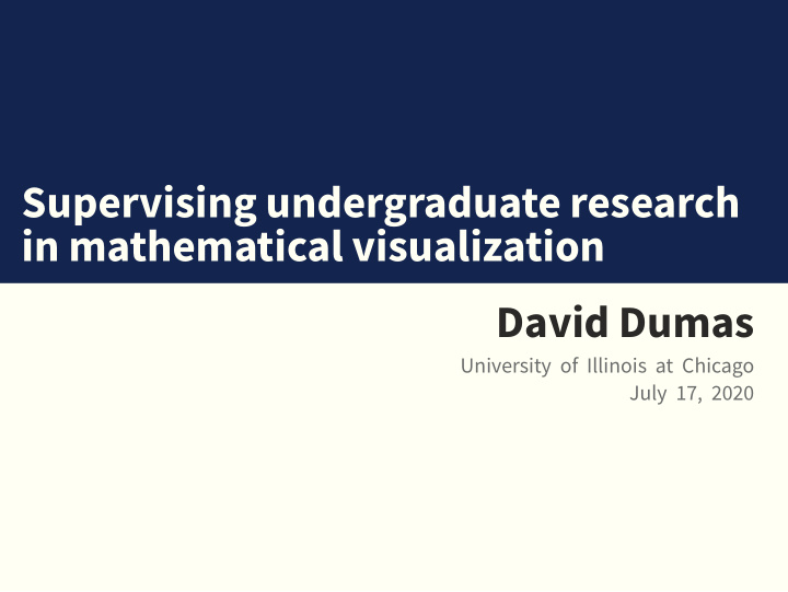 supervising undergraduate research in mathematical