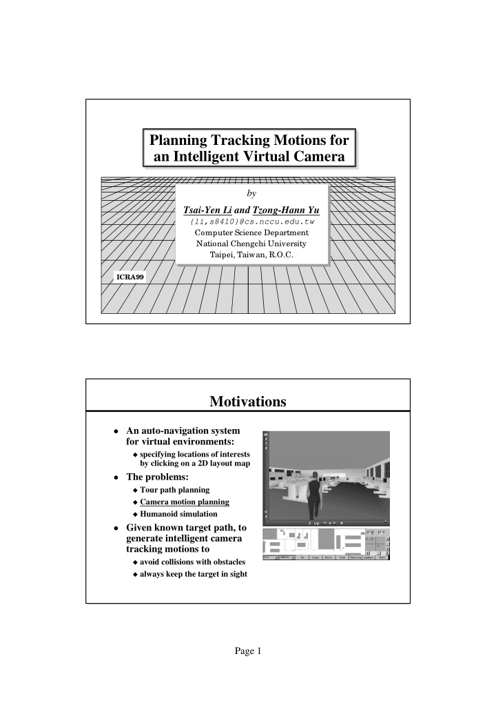 planning tracking motions for an intelligent virtual
