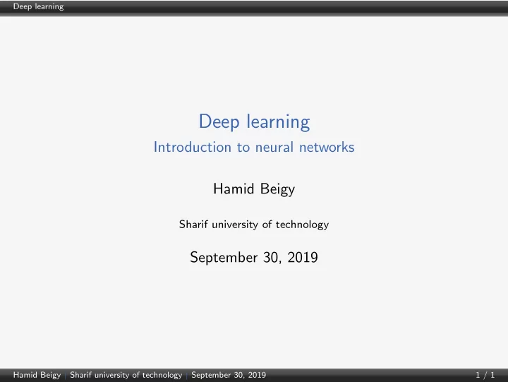 deep learning