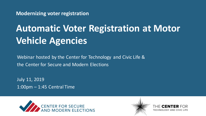 automatic voter registration at motor vehicle agencies
