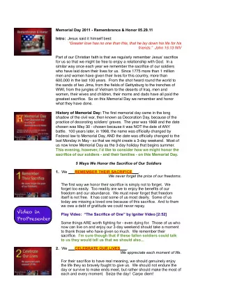 Video in  Play Video:  The Sacrifice of One by Igniter Video [2:52]  ProPresenter  Some