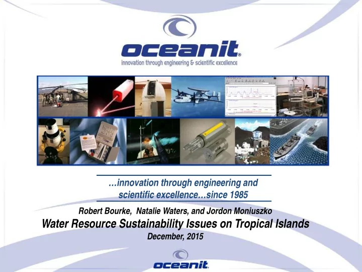 water resource sustainability issues on tropical islands