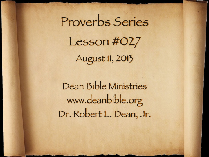 proverbs series lesson 027
