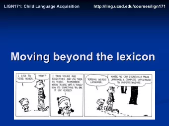 Moving beyond the lexicon  Moving beyond the lexicon  An isolated lexicon?  An isolated lexicon?
