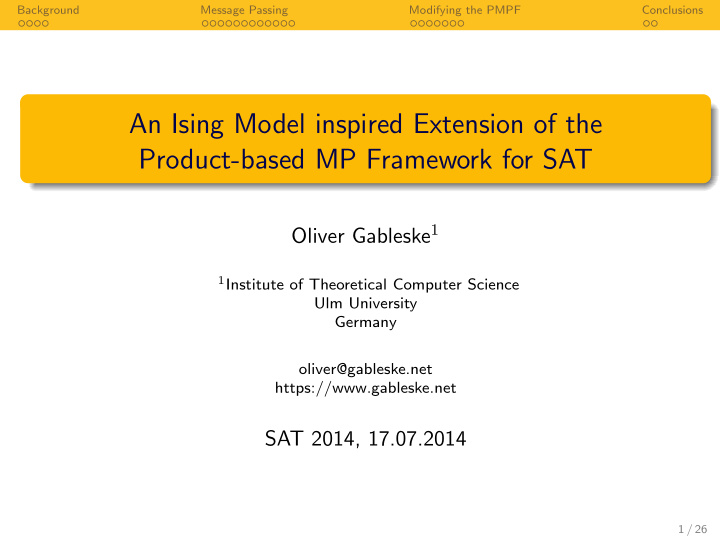 an ising model inspired extension of the product based mp