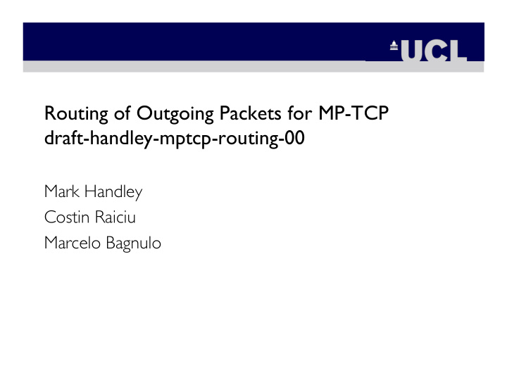 routing of outgoing packets for mp tcp draft handley