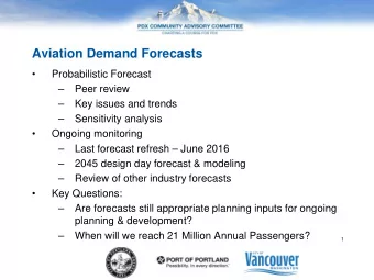 Aviation Demand Forecasts    Probabilistic Forecast    Peer review    Key issues and