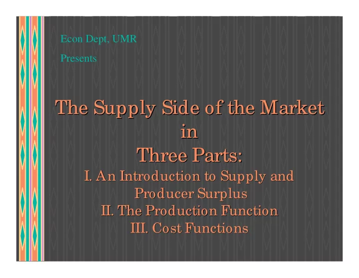 the supply side of the market the supply side of the