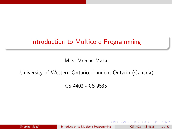 introduction to multicore programming