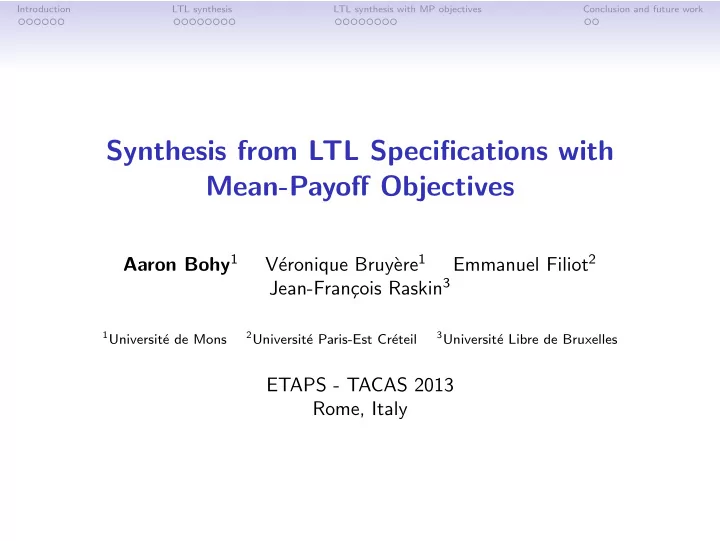 synthesis from ltl specifications with mean payoff