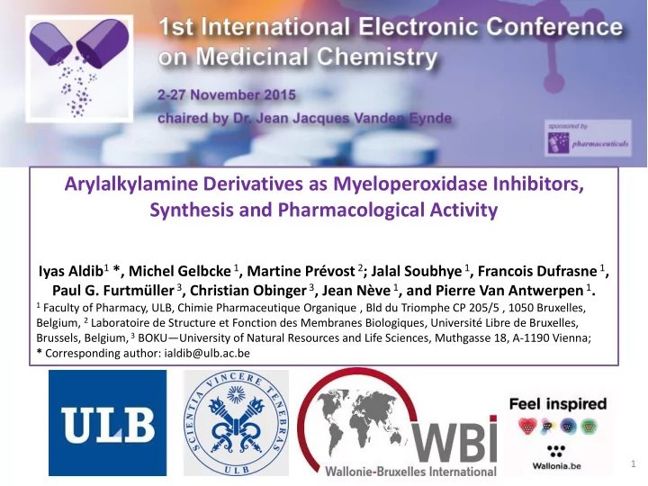 arylalkylamine derivatives as myeloperoxidase inhibitors