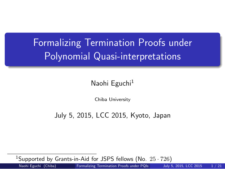 formalizing termination proofs under polynomial quasi