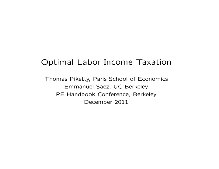 optimal labor income taxation