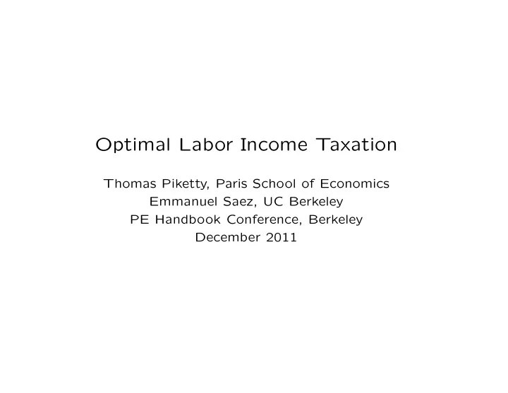 optimal labor income taxation