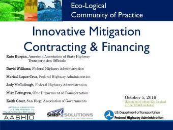 Eco-Logical Webinar Series  Community of Practice  Innovative Mitigation  Contracting &amp;